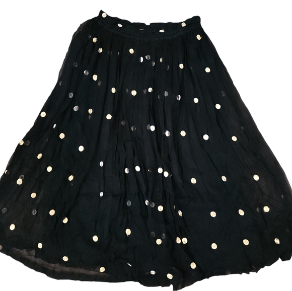 Lost and Found X Paul Ropp 100% Rayon Black and Gold Gypsy Boho style Skirt Mult - Picture 4 of 14